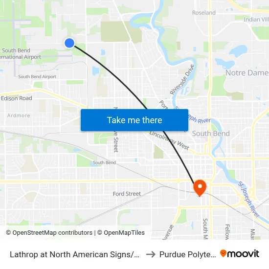 Lathrop at North American Signs/Mccormick to Purdue Polytechnic map