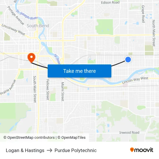 Logan & Hastings to Purdue Polytechnic map
