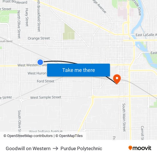 Goodwill on Western to Purdue Polytechnic map