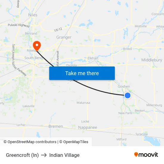 Greencroft (In) to Indian Village map