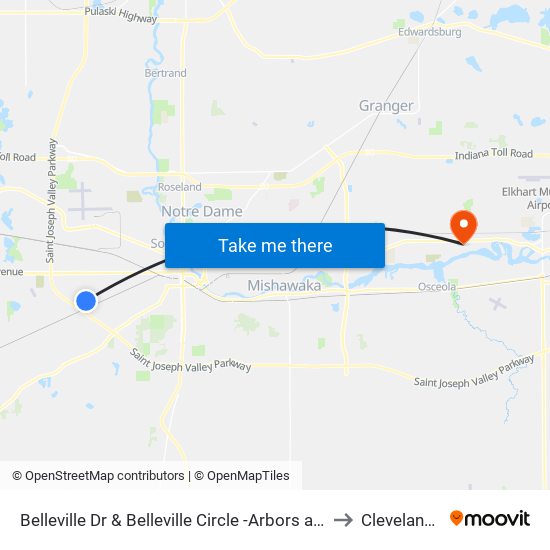 Belleville Dr & Belleville Circle -Arbors at Belleville Apts. to Cleveland Twp map