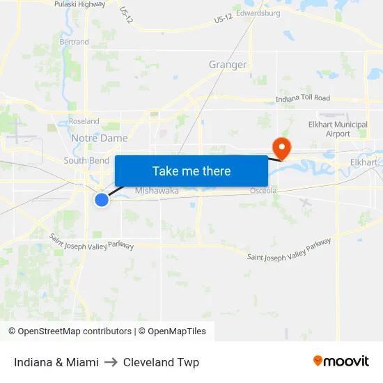 Indiana & Miami to Cleveland Twp map