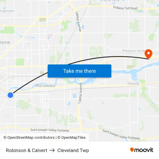 Robinson & Calvert to Cleveland Twp map
