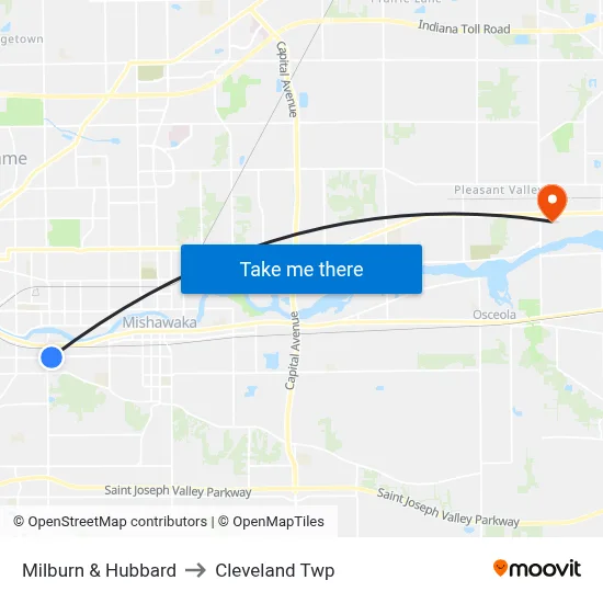 Milburn & Hubbard to Cleveland Twp map