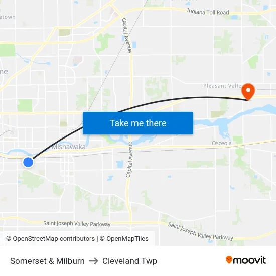 Somerset & Milburn to Cleveland Twp map