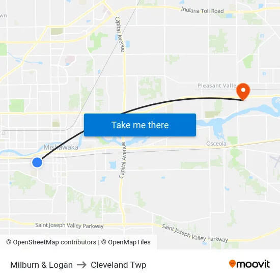 Milburn & Logan to Cleveland Twp map