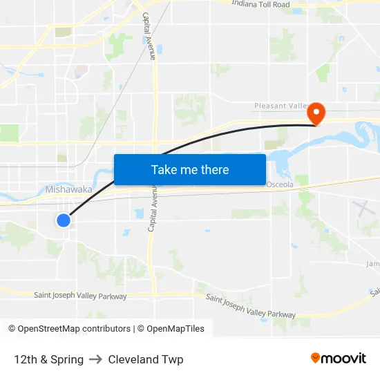 12th & Spring to Cleveland Twp map