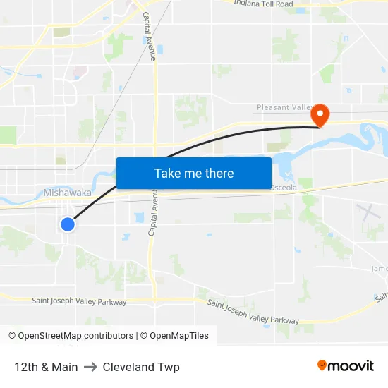 12th & Main to Cleveland Twp map