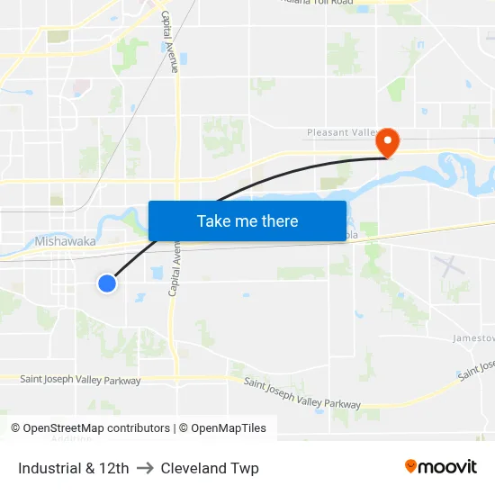 Industrial & 12th to Cleveland Twp map