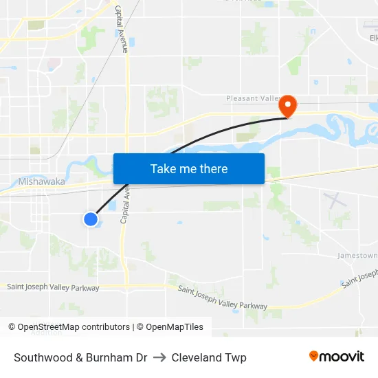 Southwood & Burnham Dr to Cleveland Twp map