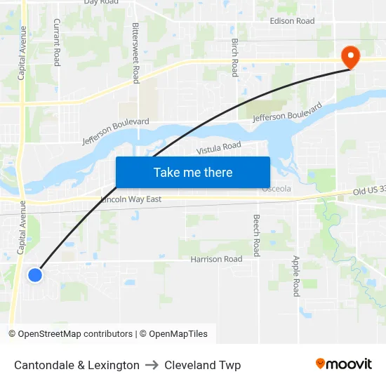 Cantondale & Lexington to Cleveland Twp map