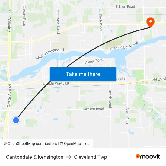 Cantondale & Kensington to Cleveland Twp map
