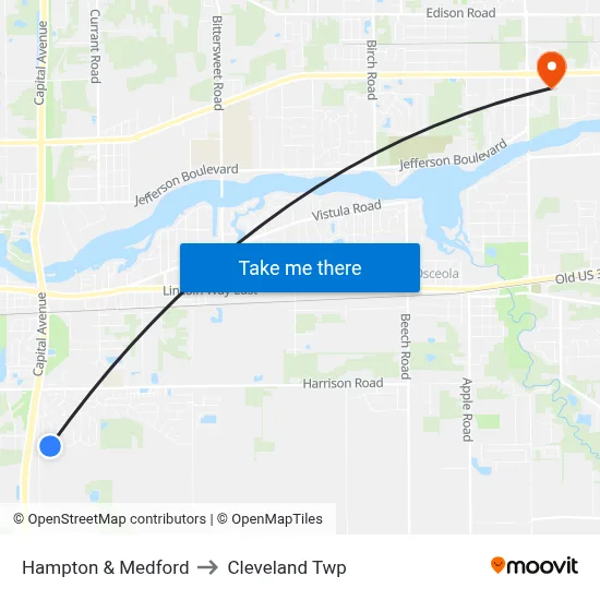 Hampton & Medford to Cleveland Twp map