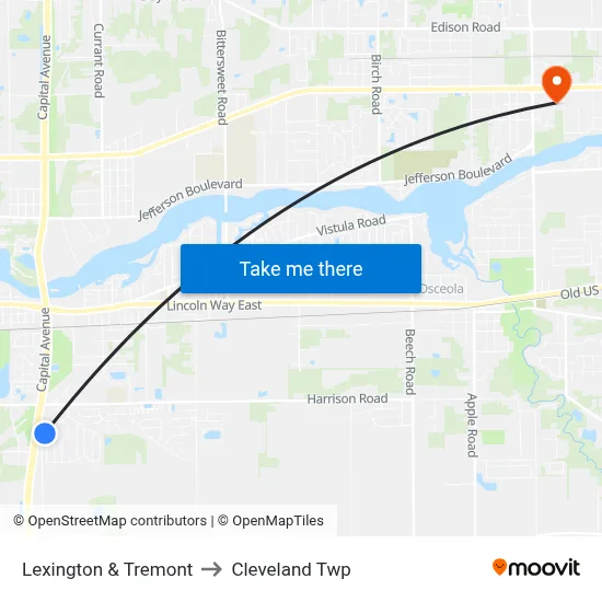 Lexington & Tremont to Cleveland Twp map