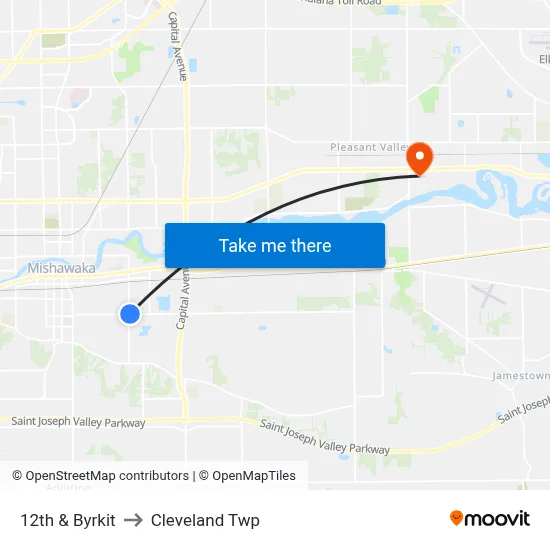 12th & Byrkit to Cleveland Twp map