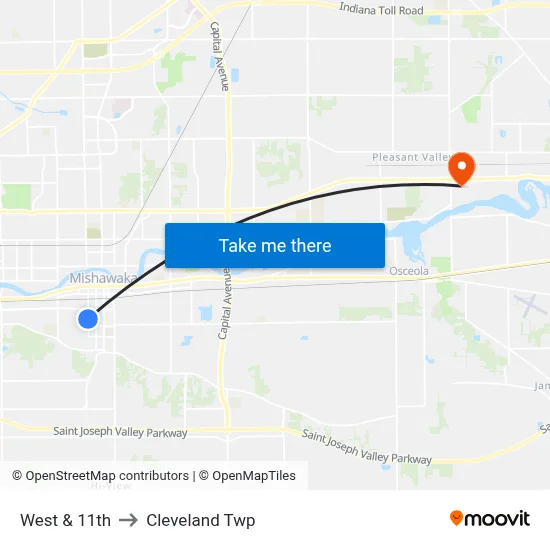 West & 11th to Cleveland Twp map