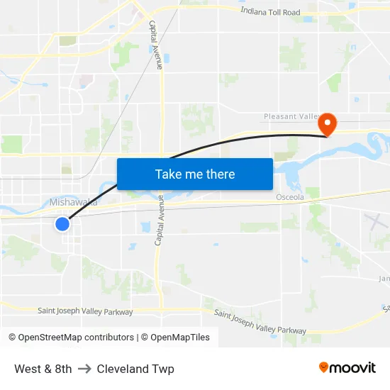 West & 8th to Cleveland Twp map