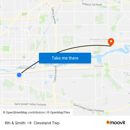 8th & Smith to Cleveland Twp map