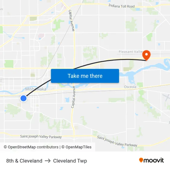 8th & Cleveland to Cleveland Twp map