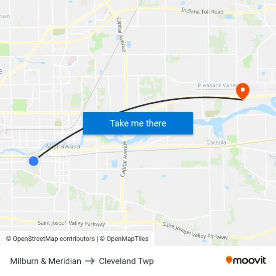 Milburn & Meridian to Cleveland Twp map