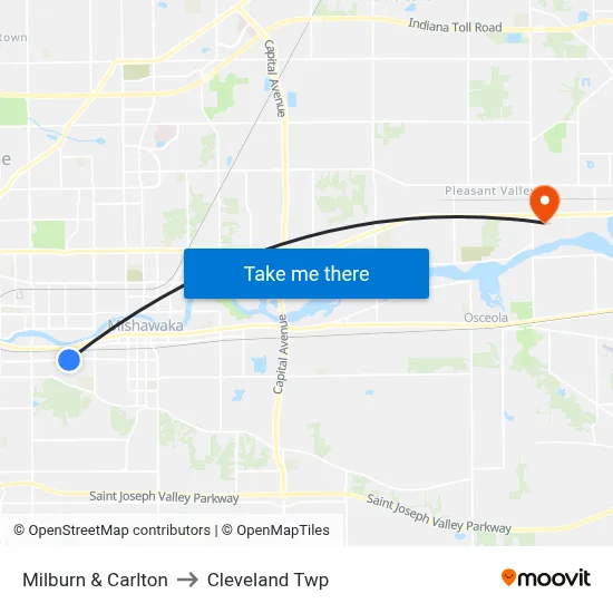Milburn & Carlton to Cleveland Twp map