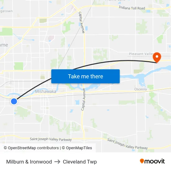 Milburn & Ironwood to Cleveland Twp map