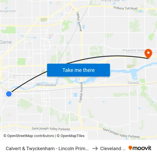 Calvert & Twyckenham - Lincoln Primary Center to Cleveland Twp map