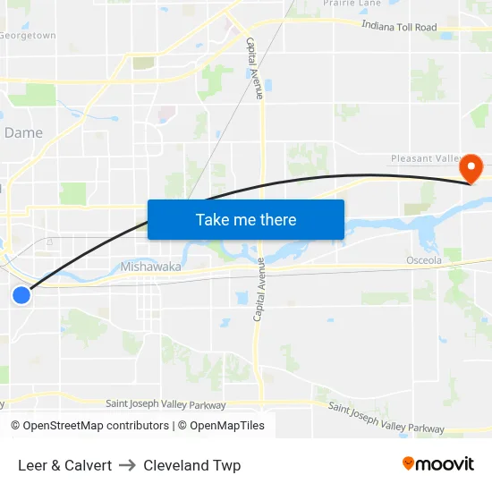 Leer & Calvert to Cleveland Twp map