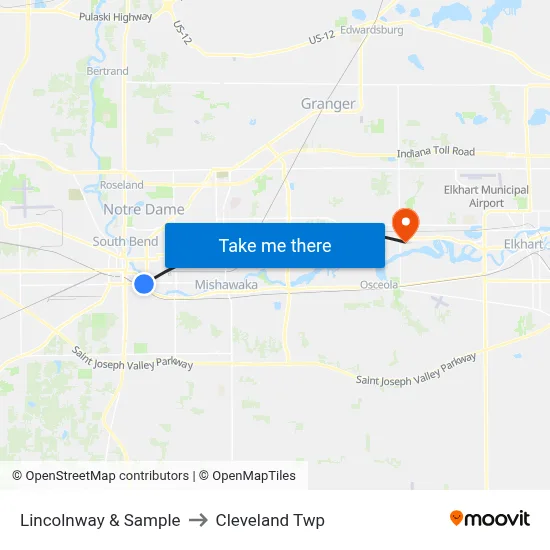 Lincolnway & Sample to Cleveland Twp map