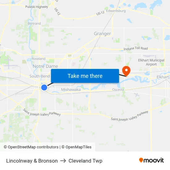 Lincolnway & Bronson to Cleveland Twp map