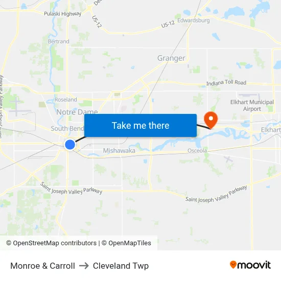Monroe & Carroll to Cleveland Twp map