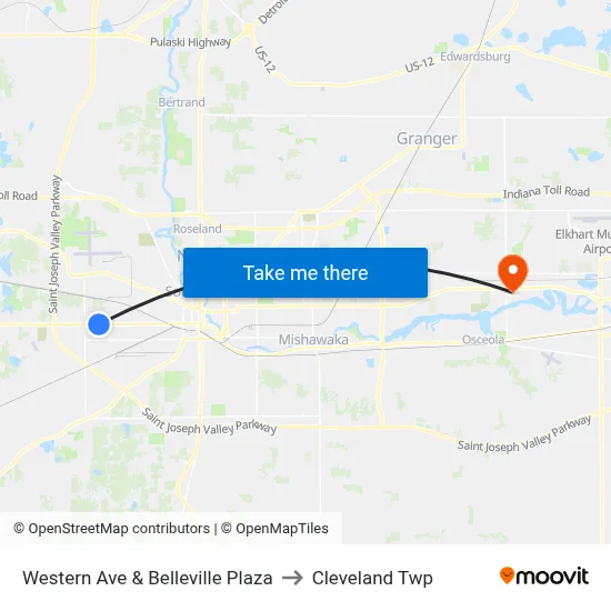 Western Ave & Belleville Plaza to Cleveland Twp map