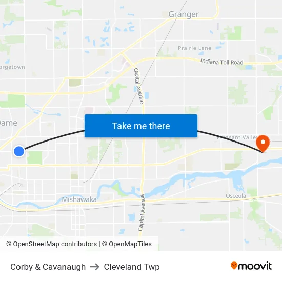 Corby & Cavanaugh to Cleveland Twp map