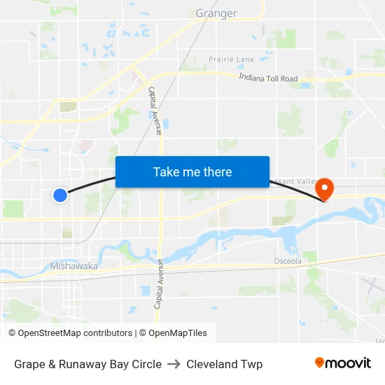 Grape & Runaway Bay Circle to Cleveland Twp map