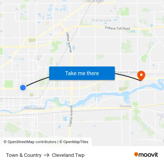 Town & Country to Cleveland Twp map