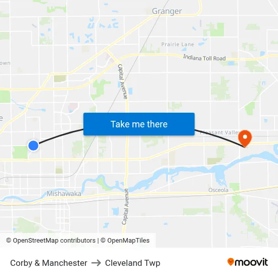 Corby & Manchester to Cleveland Twp map