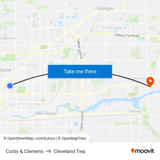Corby & Clemens to Cleveland Twp map
