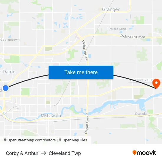 Corby & Arthur to Cleveland Twp map