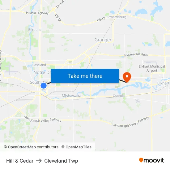 Hill & Cedar to Cleveland Twp map