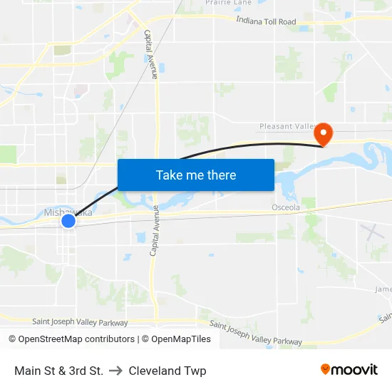 Main St & 3rd St. to Cleveland Twp map