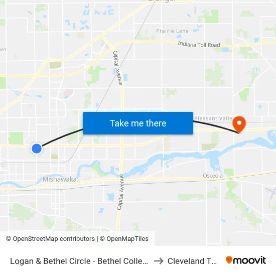 Logan & Bethel Circle - Bethel College to Cleveland Twp map
