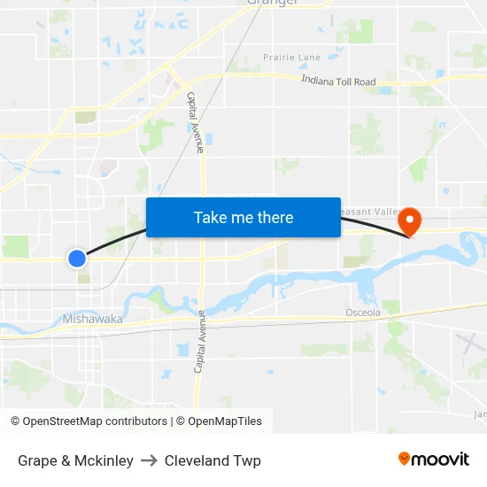 Grape & Mckinley to Cleveland Twp map