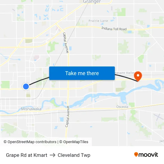 Grape Rd at Kmart to Cleveland Twp map