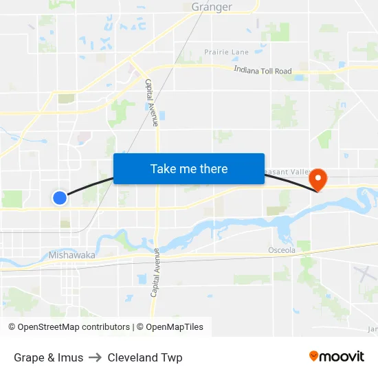 Grape & Imus to Cleveland Twp map