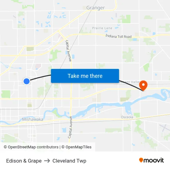 Edison & Grape to Cleveland Twp map