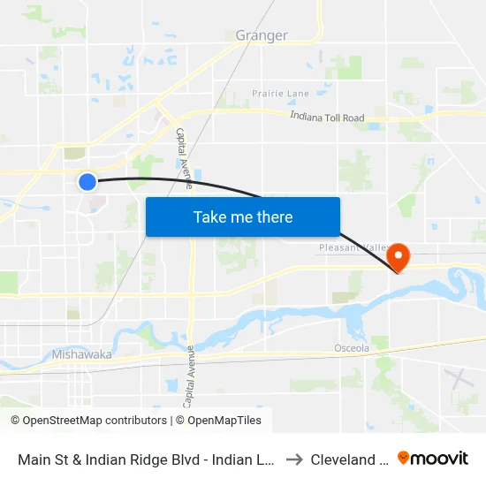 Main St & Indian Ridge Blvd - Indian Lakes Apts. to Cleveland Twp map
