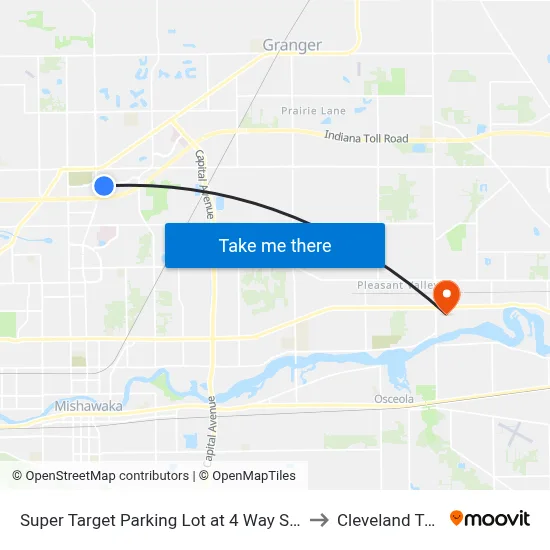 Super Target Parking Lot at 4 Way Stop to Cleveland Twp map