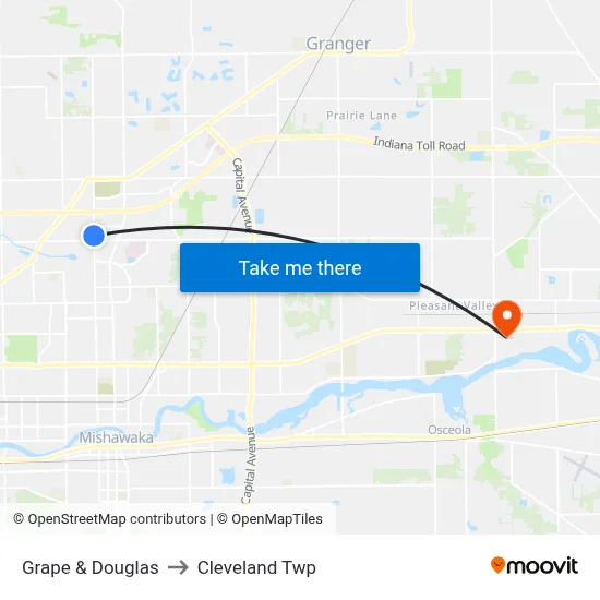 Grape & Douglas to Cleveland Twp map