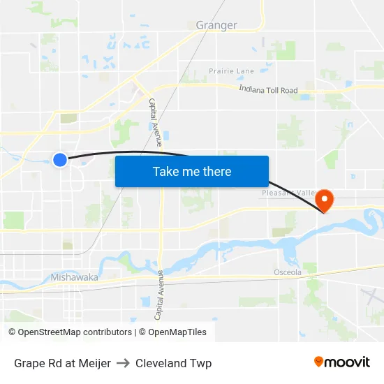 Grape Rd at Meijer to Cleveland Twp map