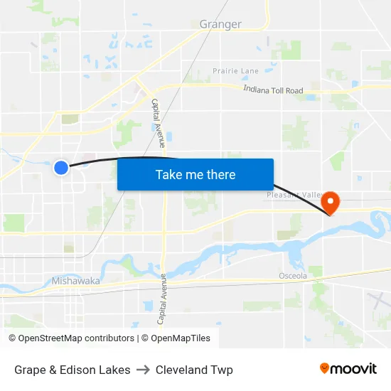 Grape & Edison Lakes to Cleveland Twp map